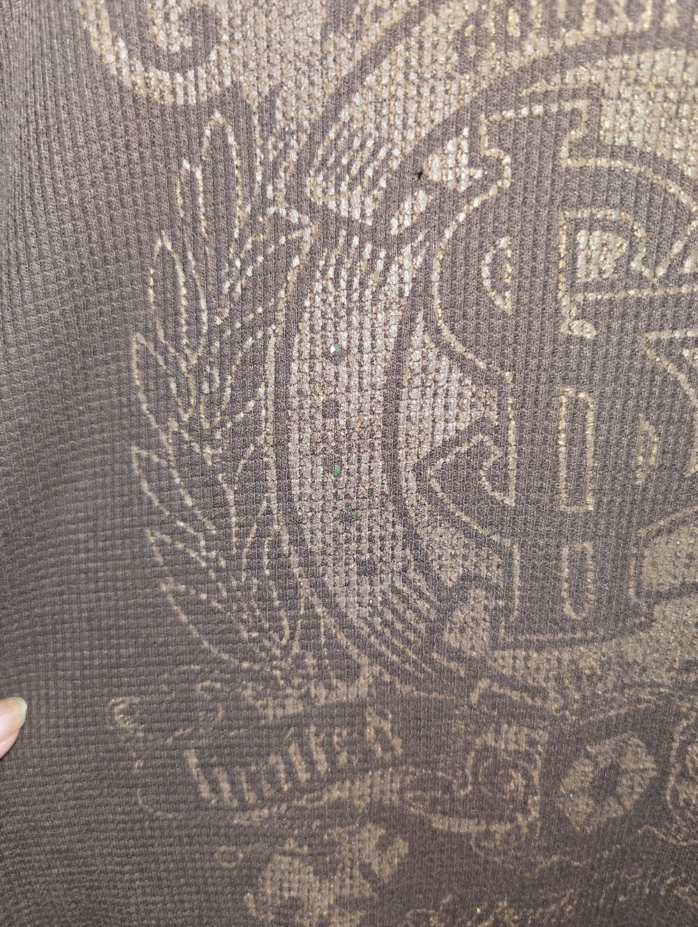 Y2K Southpole XL Brown Thermal Shirt Colorblock Graphic Sequin Streetwear - Picture 5 of 12